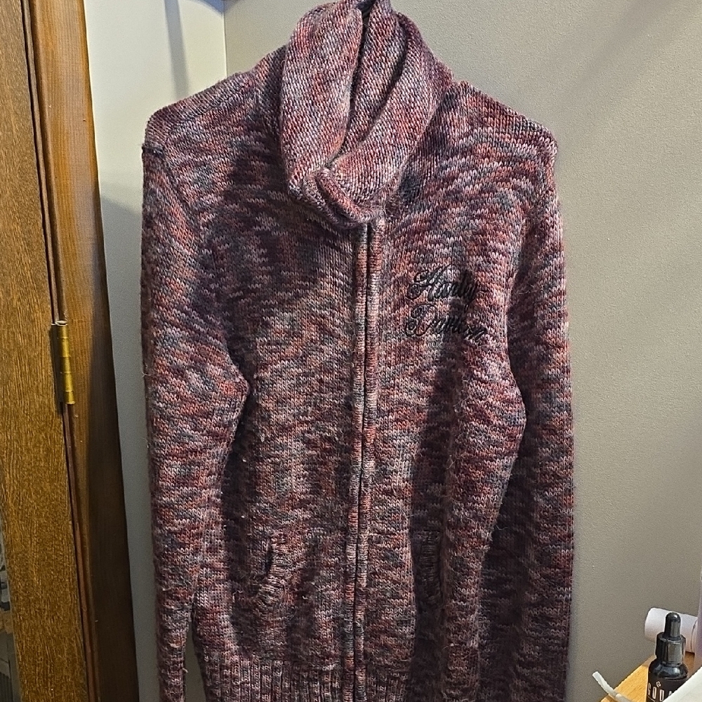 Harley-Davidson Pink and Gray Cowl Neck Sweater